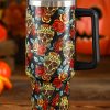 Yellow Skull Flower Printed Halloween Fashion Tumbler