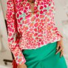 Red Abstract Print Long Sleeve Buttoned Shirt