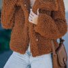 Brown Sherpa Big Collar Cropped Teddy Coat