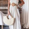 White Smocked Spaghetti Straps High Waist Wide Leg Jumpsuit