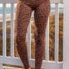 Leopard Print Wide Waistband Skinny Leggings