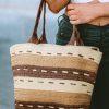 Multicolor Straw Woven Beach Bag