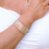 Gold Full Diamond Leather Wide Edge Magnetic Buckle Bracelet