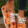 Russet Orange Happy Halloween Ghost Pumpkin Print Flat Shoes