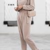 Khaki Casual Pullover And High Waist Pants Outfit