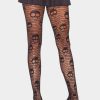 Black Halloween Skull Pattern Sheer Pantyhose