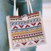 Red Ethnic Geometric Pattern Linen Bag 20*11*20cm