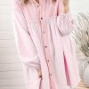 Pink Patchwork Crinkle Puff Sleeve Shirt Dress