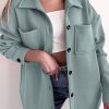 Women's Casual Solid Color Button Up Long Sleeve Shacket With Pockets