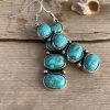 Stone Green Turquoise Stacked Dangle Earrings