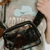 Black Adjustable Straps Zipper Clear Waist Bag