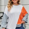 Women's Multicolor Plus Size Colorblock Seamed Drop Shoulder Sweatshirt