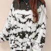 White Tie-Dye Drop Shoulder Pullover Sweatshirt