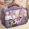 Purple TRAVEL Chenille Letter Clear PVC Makeup Bag