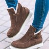 Chestnut Stitching Suede Plush Lining Winter Boots