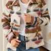 Multicolor Aztec Print Button Up Long Sleeve Jacket