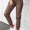 Brown Leather Tie Waist Jogger Pants