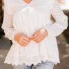 White Broderie Angalise Ruffle Trim Babydoll Blouse