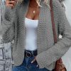 Gray Popcorn Knit Open Front Cardigan