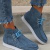 Peacock Blue Solid Lace-up High Top Canvas Shoes