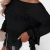 Black Boho Tasseled Knitted Sweater