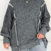 Gray Expose Seamed Washed Split Plus Size Sweatshirt