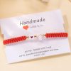 Bright White Baseball Lover Red Rope Bracelet