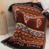 Ruby Western Aztec Print Raw Hem Large Blanket 130*180cm