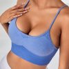 Sky Blue Ribbed Criss Cross Back Sports Bra