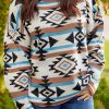 Multicolour Aztec Knit Drop Shoulder Plus Size Sweater