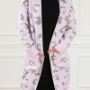 Stay Cozy And Fashionable With This Women's Pink Leopard Print Long Cardigan