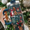 Sail Blue Christmas Pattern Print Handled Stainless Steel Tumblers