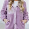 Orchid Petal Sherpa Contrast Trim Zipped Pocket Jacket