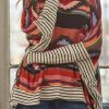 Multicolor Western Aztec Striped Mock Neck Dolman Sleeve Top