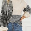 Soft And Comfortable Black Colorblock Sweater With Trendy Tie Back Design