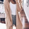 Smoke Gray Ribbed Trim Puff Sleeve Open Cardigan