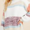 Luxurious Feel And Versatile Style: Women's Multicolor Striped Fuzzy Sweater