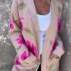 Floral Print Pocketed Open Front Cardigan