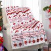 White Christmas Reindeer Snowflake Printed Sherpa Blanket