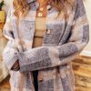 Versatile And Classic: Women's Light Blue Plaid Button Up Cardigan