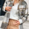 Stay Warm And Fashionable With This Women's Plaid Snap Button Jacket