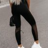 Black Mesh Patchwork Tummy Control High Waist Leggings