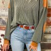 Versatile And Chic: Women's Casual Green Long Sleeve Top With V Neckline