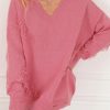 Comfortable And Feminine Baggy Fit Knitwear With V Neckline