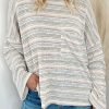 Multicolour Striped Drop Shoulder Loose Long Sleeve Knit Top