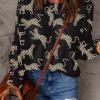 Versatile And Chic: Black Cheetah Print Long Sleeve Top For Women