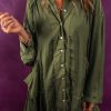 Elegant And Comfortable Draped Shirt Dress In Pickle Green For Daily Wear