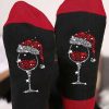 Black Christmas Champagne Santa Hat Graphic Socks