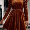 Flattering High Waist Short Dress: Soft Frilled Neckline For A Romantic Look