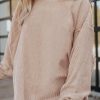 Casual And Fashionable: Poppy Orange Corded Sweatshirt With Blush Pink Wording